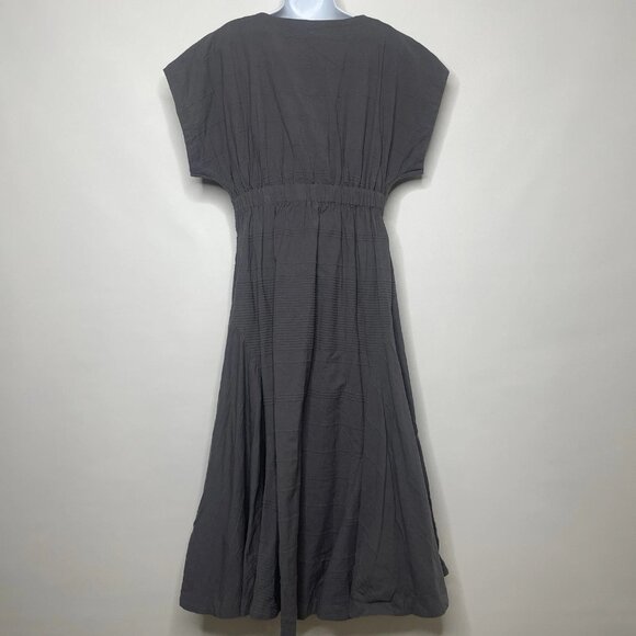 Free People Free-est Outta Here Midi Dress Size M Steel Grey Cotton Jacquard - Picture 5 of 8